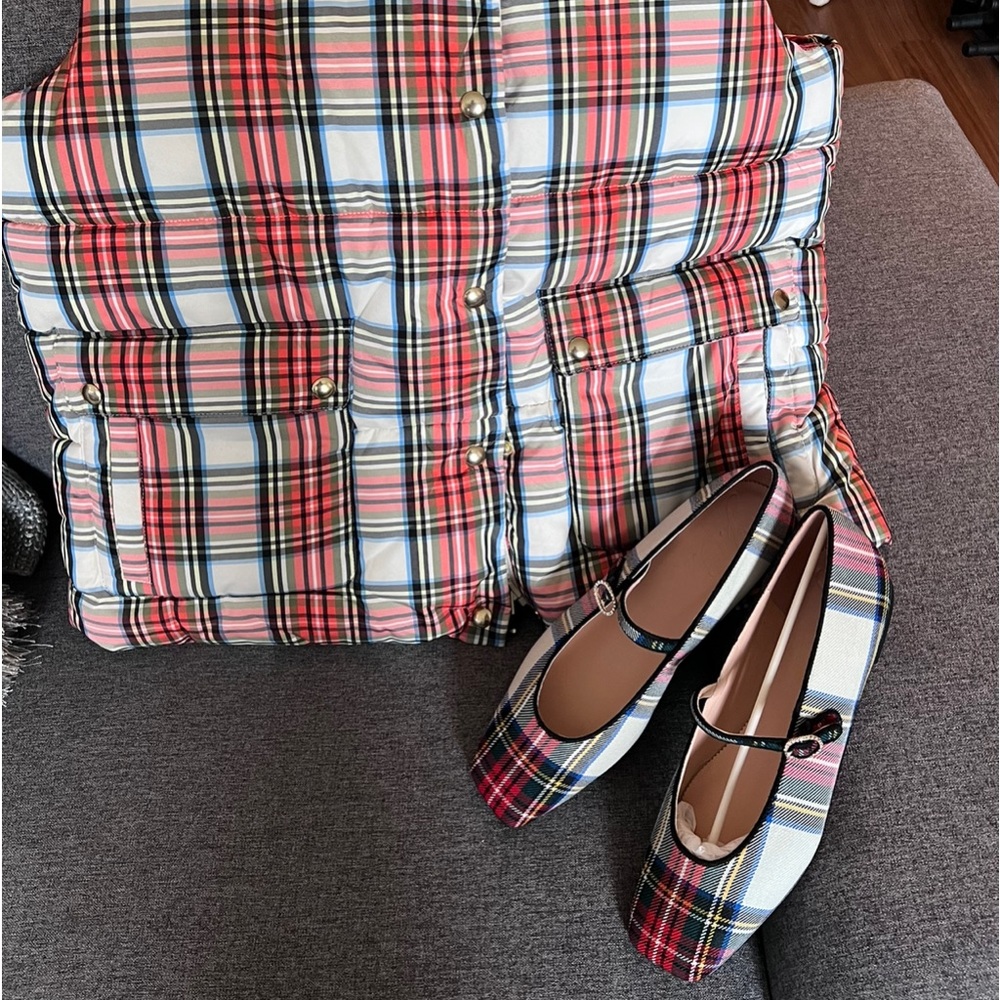 NIB J Crew Stewart Tartan Mary Jane Flats Size 9.5